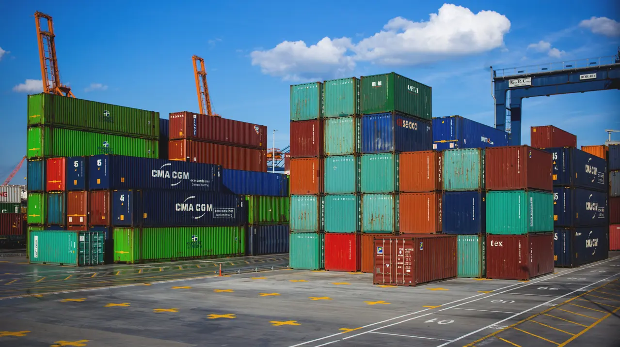 Containers em porto de carga