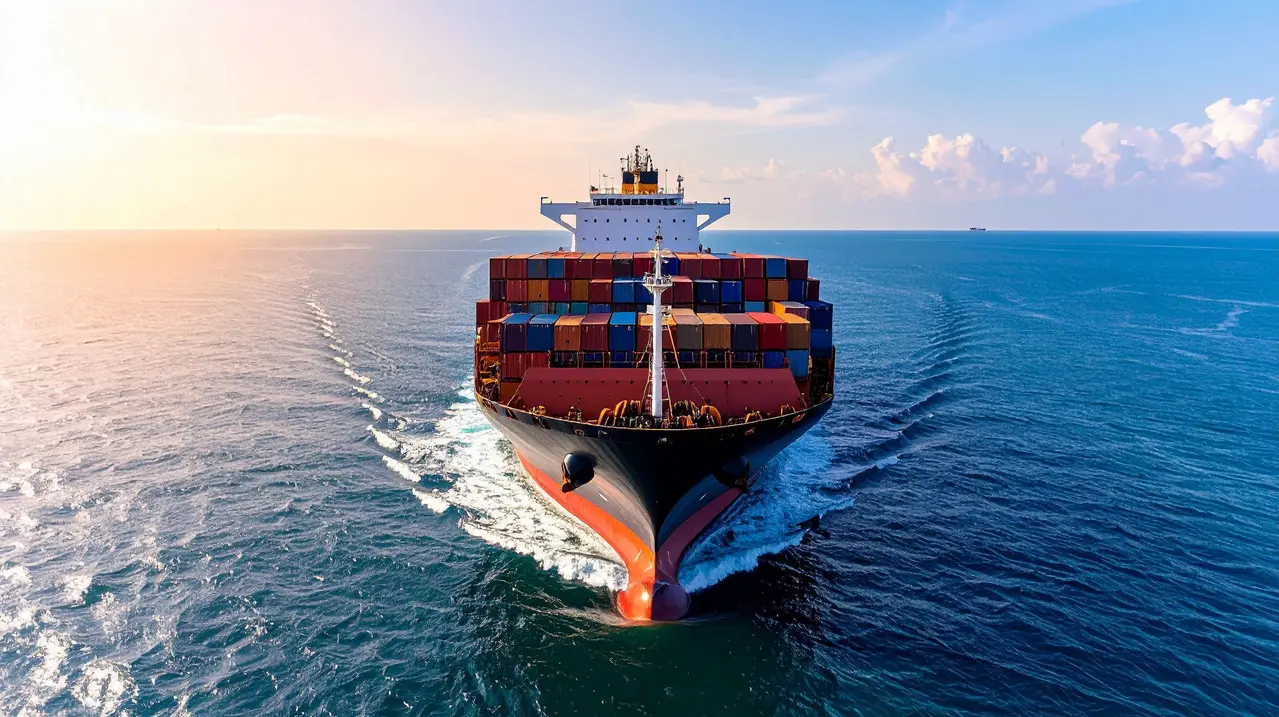 Navio de carga em alto mar